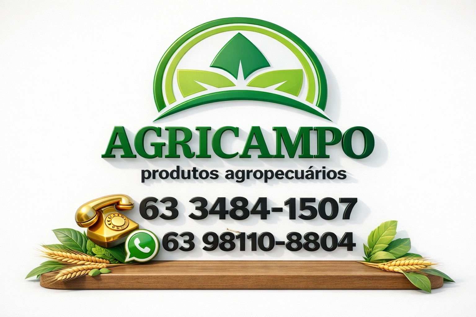Agricampo produtos agropecuários, telefones 63 3484-1507 e 63 98110-8804